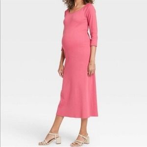 The Nines by Hatch Mauve Ribbed Midi Dress Size XS